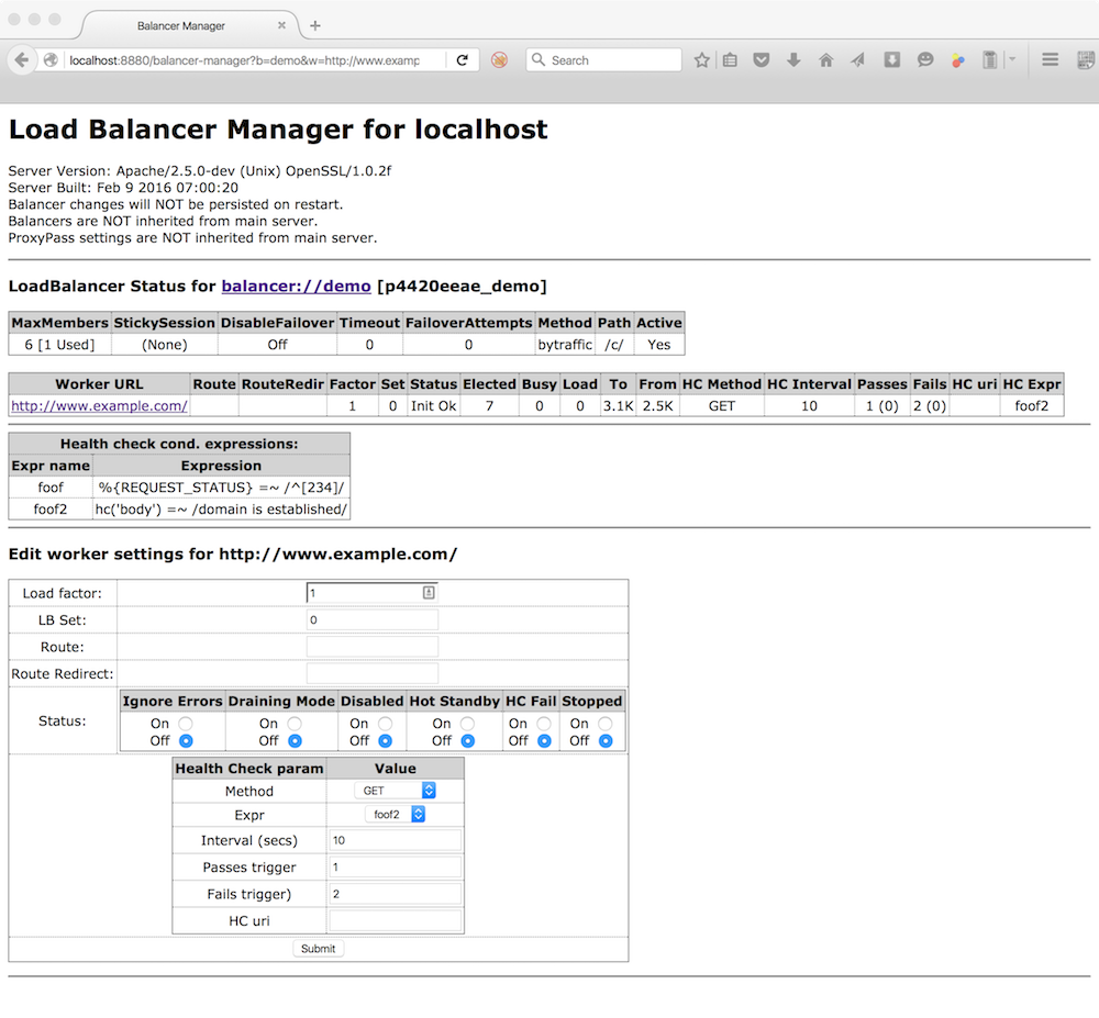 balancer-manager page